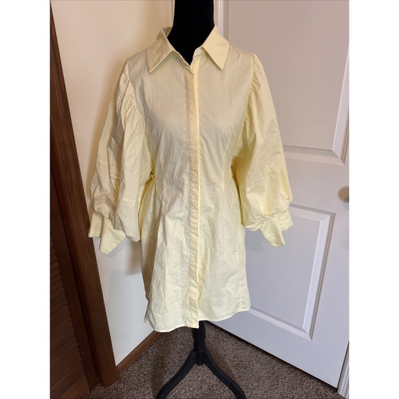 Reminiscence Dresses & Skirts - Reminiscence Yellow Statemebtbsleeve Mini Shirt Dress Size Large